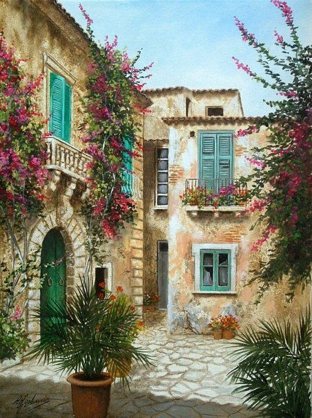 Piazzetta di tropea, dipinto di Celestina Fortuna
