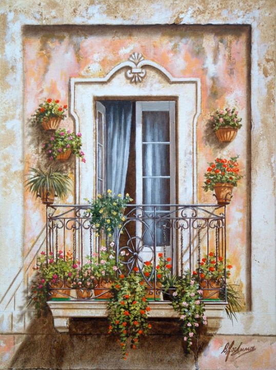 Balcone Antico di Tropea, dipinto di Celestina Fortuna
