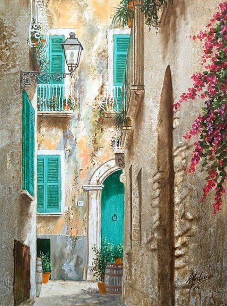 Vecchio vicolo di Tropea, dipinto di Celestina Fortuna