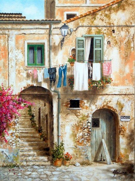 Il paese dell'emigrante, dipinto di Celestina Fortuna