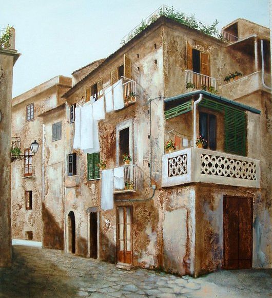 Scorcio di Tropea -centro storico, dipinto di Celestina Fortuna