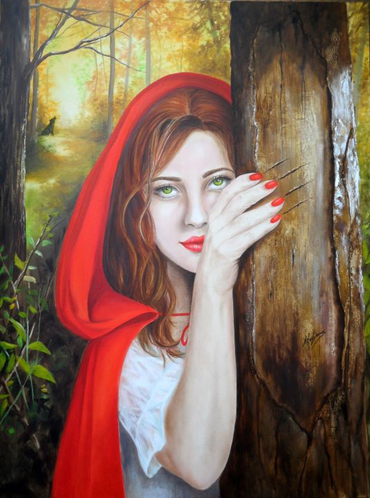 Cappuccetto rosso, dipinto di Celestina Fortuna