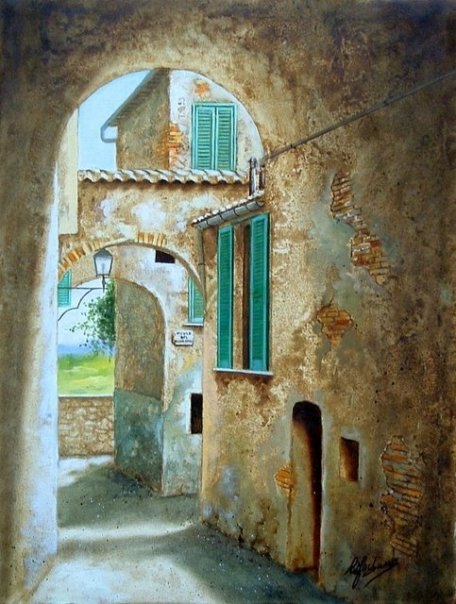 Scorcio di Montepulciano, dipinto di Celestina Fortuna